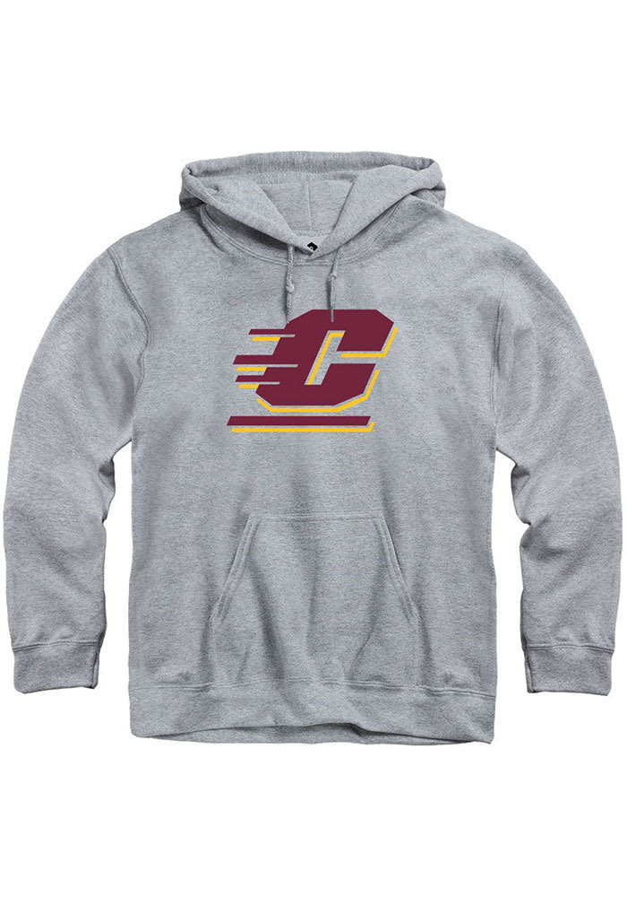 Rally Central Michigan Chippewas Mens Grey Primary Team Logo Long Sleeve Hoodie