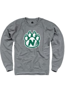 Rally Northwest Missouri State Bearcats Mens Grey French Terry Distressed Logo Long Sleeve Crew ..