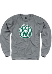 Rally Northwest Missouri State Bearcats Mens Grey French Terry Distressed Logo Long Sleeve Crew Sweatshirt
