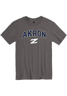 Rally Akron Zips Charcoal Arch Mascot Short Sleeve T Shirt