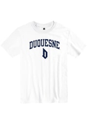 Rally Duquesne Dukes White Arch Mascot Short Sleeve T Shirt