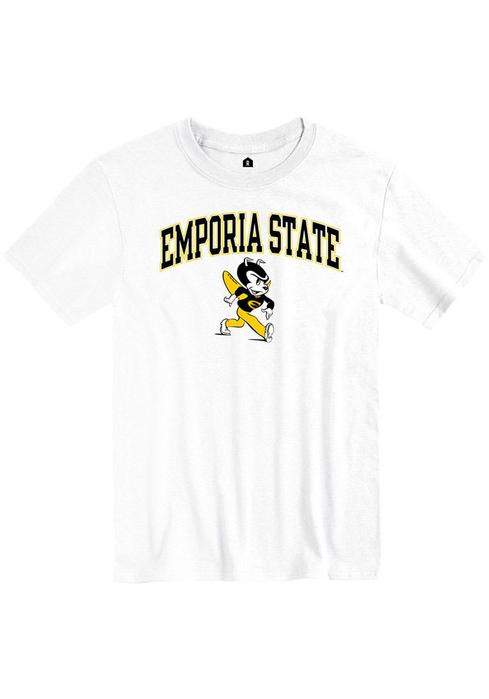 Rally Emporia State Hornets White Arch Mascot Short Sleeve T Shirt