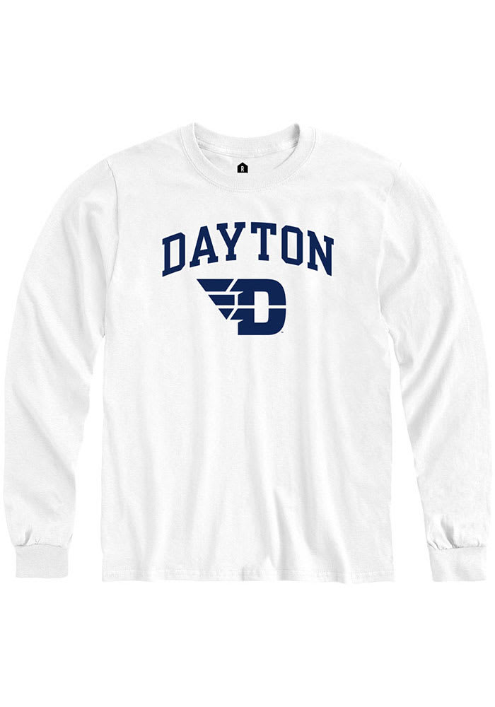 Rally Dayton Flyers White Arch Mascot Long Sleeve T Shirt