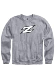 Rally Akron Zips Mens Grey Fleece Team Logo Long Sleeve Crew Sweatshirt