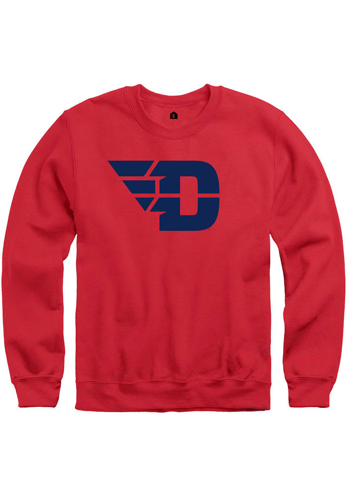 Rally Dayton Flyers Mens Red Fleece Team Logo Long Sleeve Crew Sweatshirt