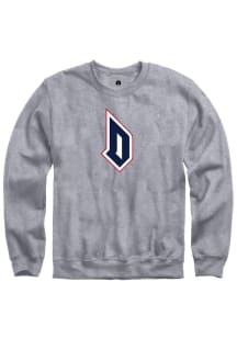 Rally Duquesne Dukes Mens Grey Fleece Team Logo Long Sleeve Crew Sweatshirt