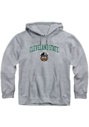 Rally Cleveland State Vikings Mens Grey Fleece Arch Mascot Long Sleeve Hoodie