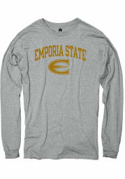 Rally Emporia State Hornets Grey Ringspun Arch Mascot Long Sleeve T Shirt