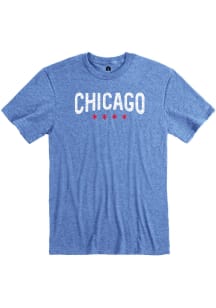 Chicago Blue Wordmark Stars Short Sleeve Fashion T Shirt