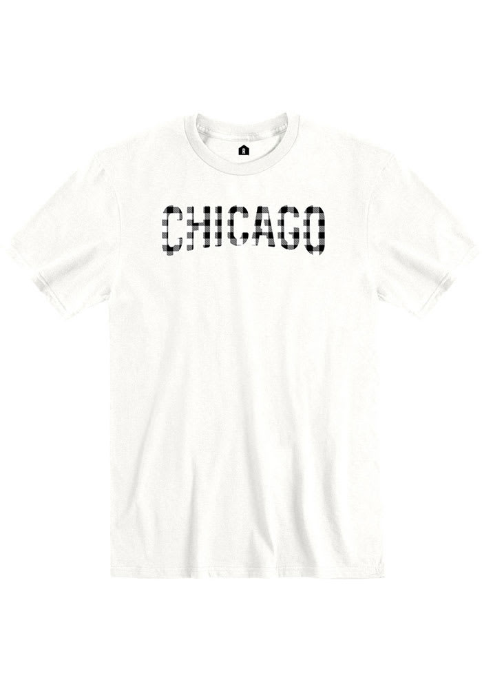 Rally Chicago White Plaid Wordmark Short Sleeve T Shirt