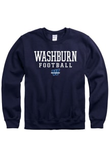 Washburn Ichabods Mens Navy Blue Football Long Sleeve Crew Sweatshirt