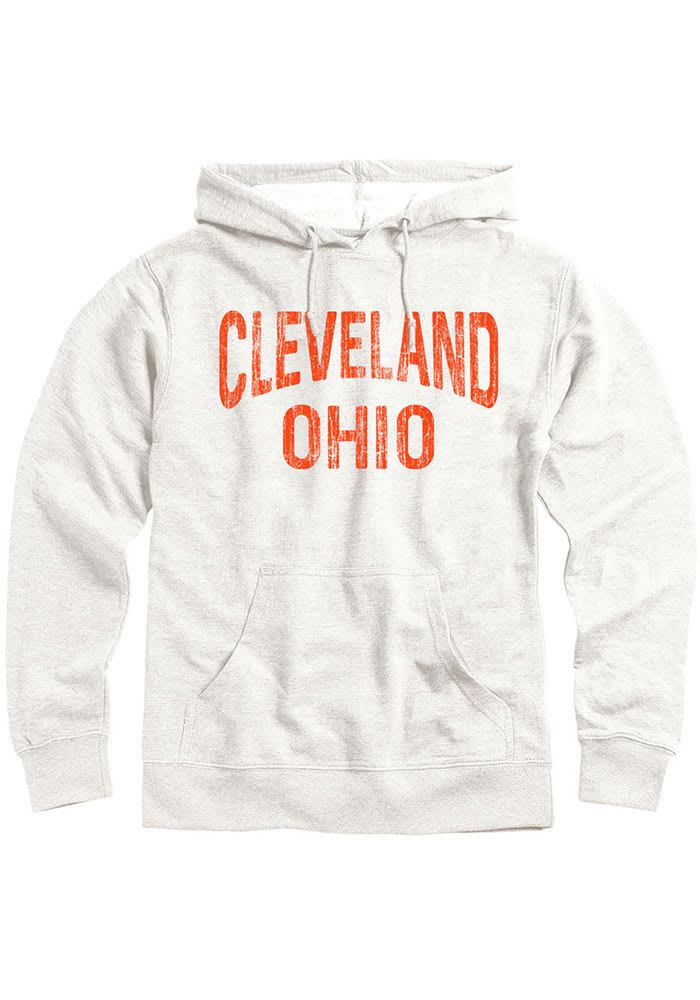 Cleveland Mens Oatmeal Arch Long Sleeve Hoodie