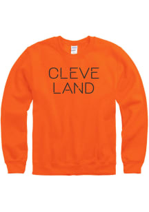 Cleveland Mens Orange Disconnected Long Sleeve Crew Sweatshirt