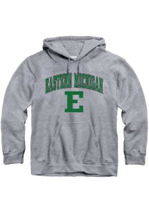 Eastern Michigan Eagles Mens Grey Arch Mascot Long Sleeve Hoodie
