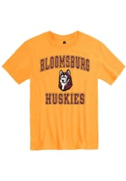 Rally Bloomsburg University Huskies Gold Number One Distressed Short Sleeve T Shirt