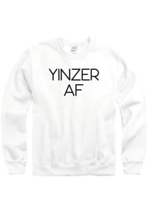 Pittsburgh Mens White Yinzer AF Long Sleeve Crew Sweatshirt