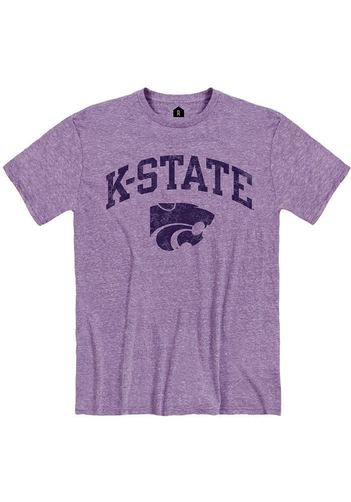 Rally K-State Wildcats Lavender Distressed Arch Mascot Short Sleeve Fashion T Shirt