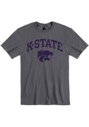 Rally K-State Wildcats Charcoal Distressed Arch Mascot Short Sleeve Fashion T Shirt