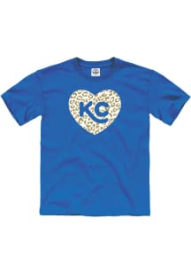 Kansas City Girls Glitter Cheetah Royal Blue Short Sleeve Tee
