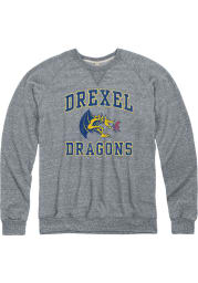 Drexel Dragons Mens Grey Number One Long Sleeve Fashion Sweatshirt