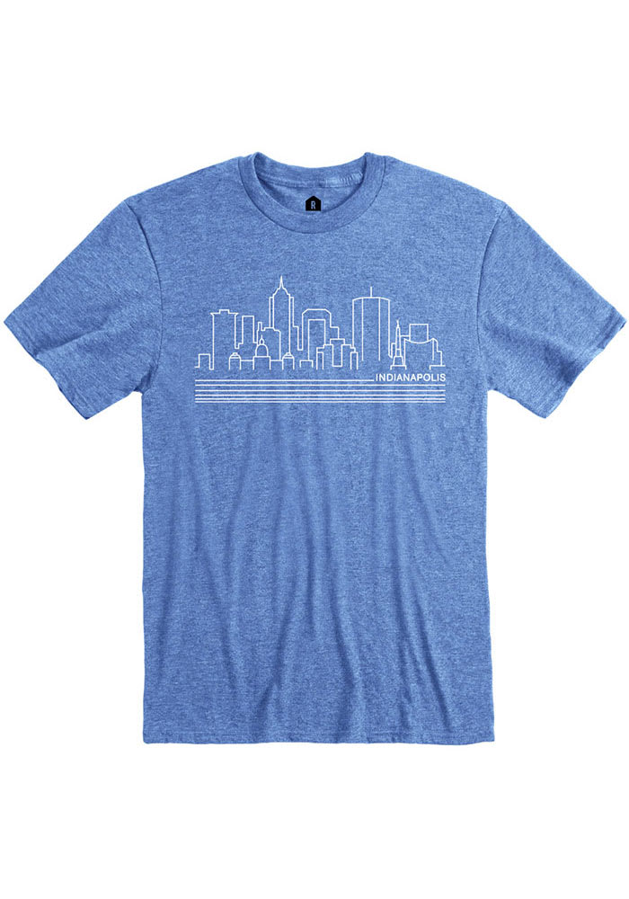 Rally Indianapolis Blue City Skyline Short Sleeve Fashion T Shirt