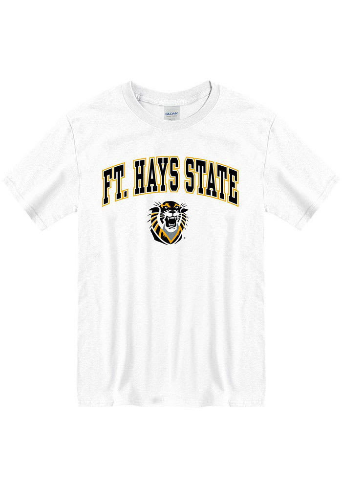 Fort Hays State Tigers White Arch Mascot Short Sleeve T Shirt