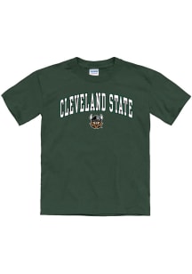 Cleveland State Vikings Youth Green Arch Mascot Short Sleeve T-Shirt