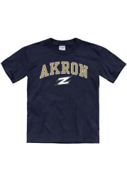 Akron Zips Youth Navy Blue Arch Mascot Short Sleeve T-Shirt