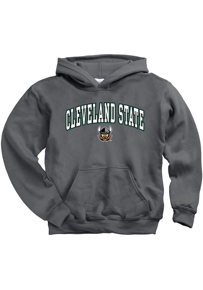 Cleveland State Vikings Youth Charcoal Arch Mascot Long Sleeve Hoodie