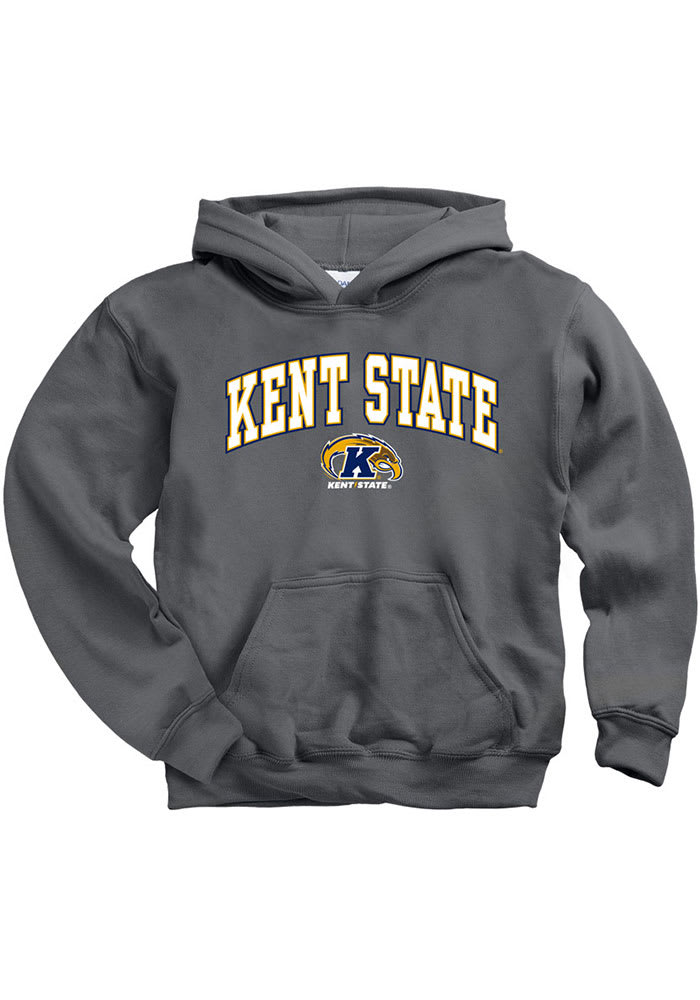 Kent State Golden Flashes Youth Charcoal Arch Mascot Long Sleeve Hoodie