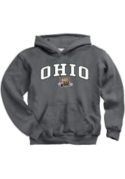 Ohio Bobcats Youth Charcoal Arch Mascot Long Sleeve Hoodie