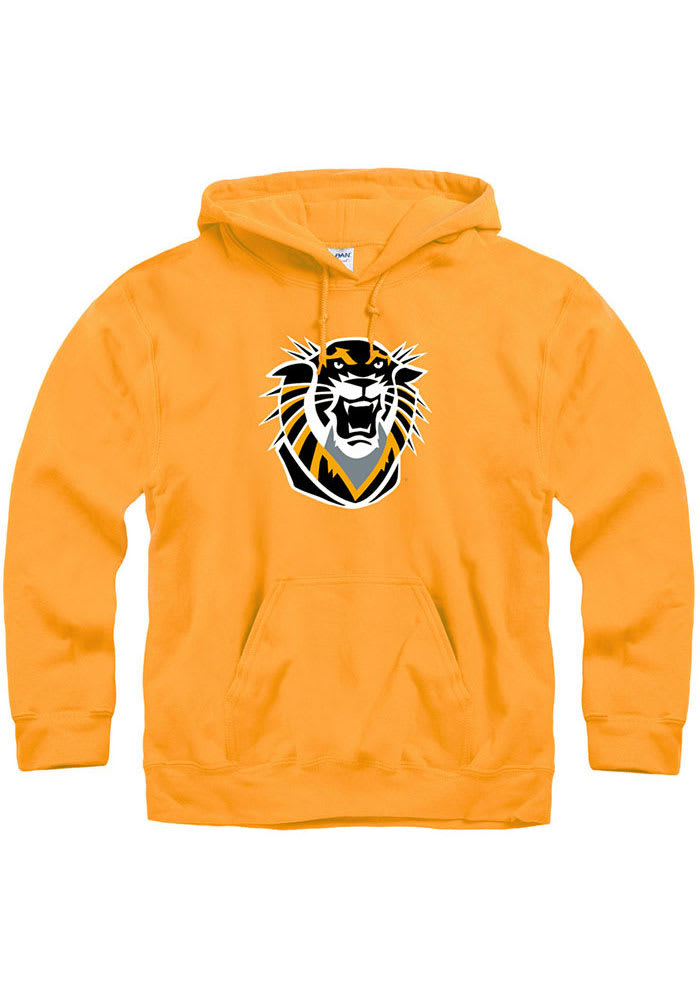 Fort Hays State Tigers Mens Gold Primary Logo Long Sleeve Hoodie
