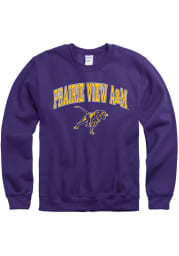 Prairie View A&M Panthers Mens Purple Arch Mascot Long Sleeve Crew Sweatshirt