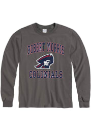 Robert Morris Colonials Charcoal Number One Design Distressed Long Sleeve T Shirt
