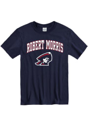 Robert Morris Colonials Navy Blue Arch Mascot Short Sleeve T Shirt