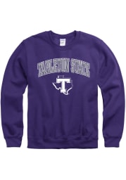 Tarleton State Texans Mens Purple Arch Mascot Long Sleeve Crew Sweatshirt
