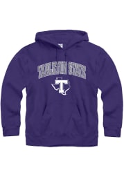 Tarleton State Texans Mens Purple Arch Mascot Long Sleeve Hoodie