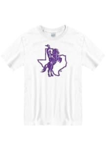 Tarleton State Texans White Distressed Logo Short Sleeve T Shirt