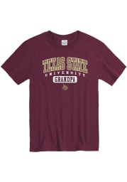 Texas State Bobcats Maroon Grandpa Short Sleeve T Shirt