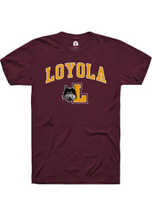 Rally Loyola Ramblers Maroon Arch Mascot Short Sleeve T Shirt