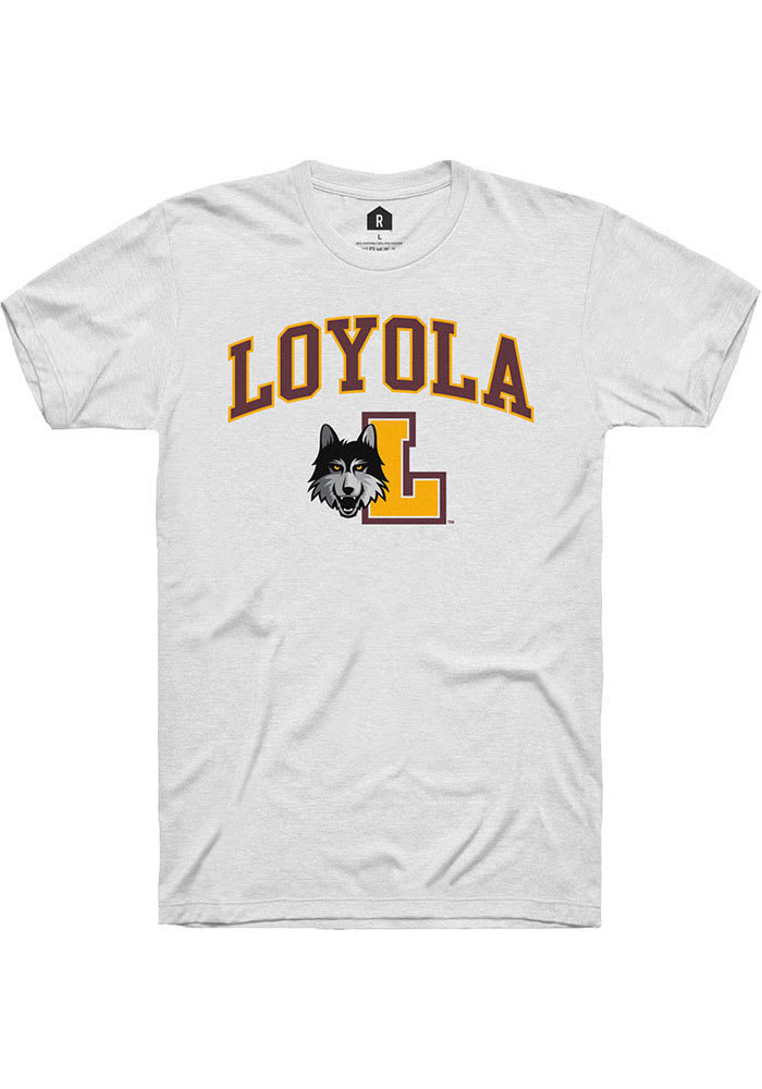 Rally Loyola Ramblers White Arch Mascot Short Sleeve T Shirt