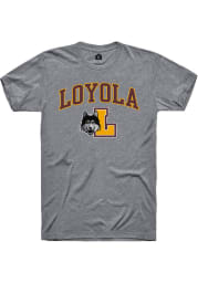 Rally Loyola Ramblers Grey Arch Mascot Short Sleeve Fashion T Shirt