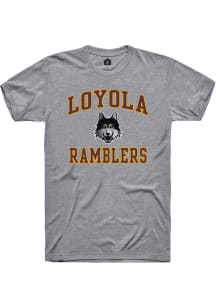 Rally Loyola Ramblers Grey Number One Design Short Sleeve T Shirt