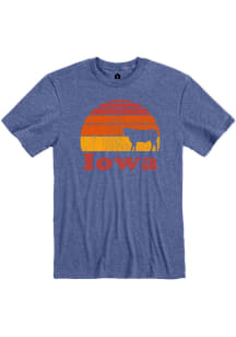 Rally Iowa Blue Sunset Cow Short Sleeve Fashion T Shirt