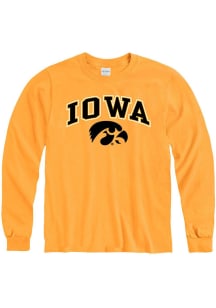 Iowa Hawkeyes Gold Arch Mascot Long Sleeve T Shirt