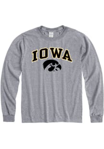 Iowa Hawkeyes Grey Arch Mascot Long Sleeve T Shirt