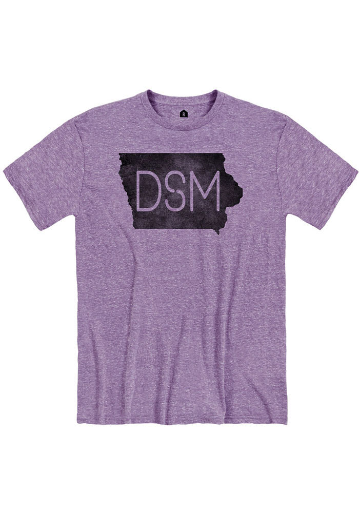 Rally Des Moines Purple DSM State Shape Short Sleeve Fashion T Shirt