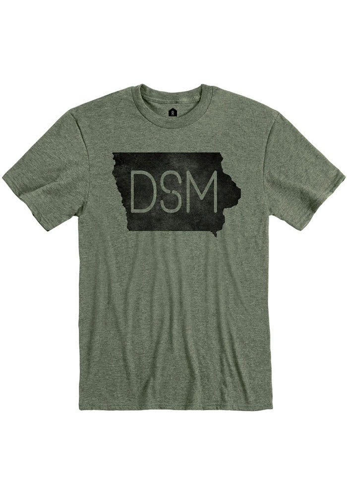 Rally Des Moines Olive DSM State Shape Short Sleeve Fashion T Shirt