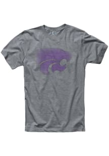 K-State Wildcats Grey Fadeout Logo Short Sleeve T Shirt