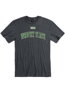 Wright State Raiders Charcoal Distressed Short Sleeve T Shirt